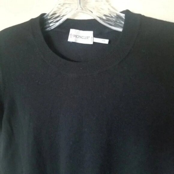 Moncler Virgin Wool Blend Black T-shirt L - Picture 3 of 12